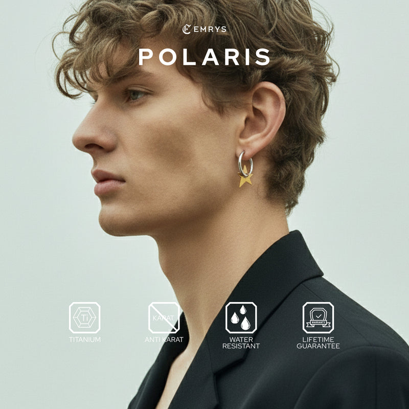 Emrys POLARIS ANTING Jepit Titanium Anti Karat Pria dan Wanita