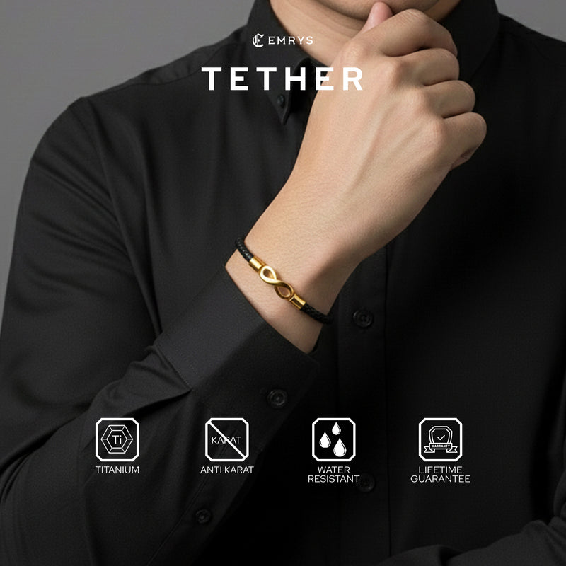Emrys TETHER Bracelet Real Leather Gelang Kulit Pria Wanita