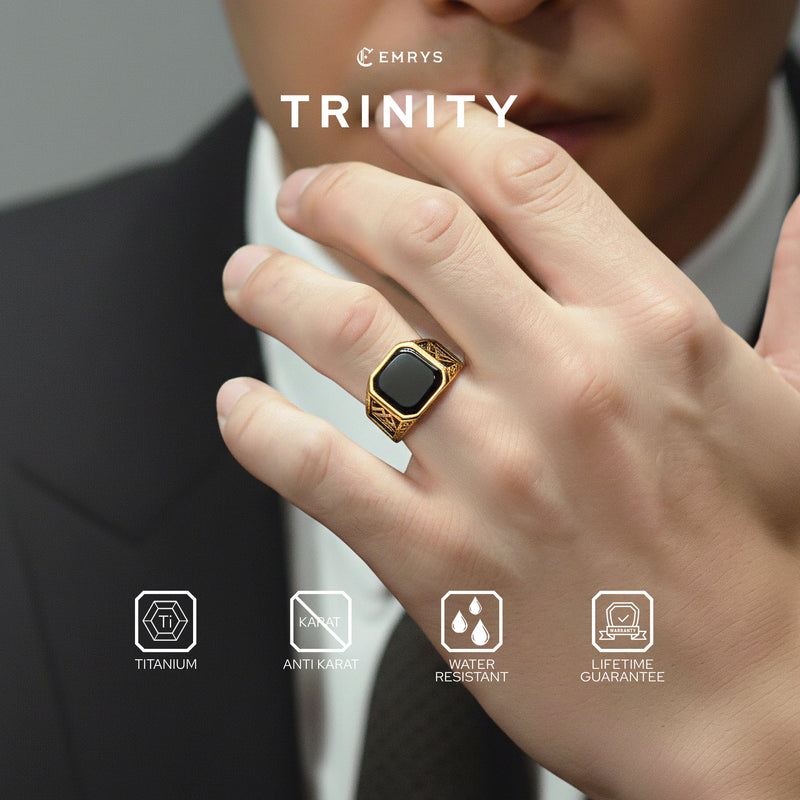 Emrys TRINITY Premium Ring Cincin Titanium Pria Wanita Anti Karat Tahan Air