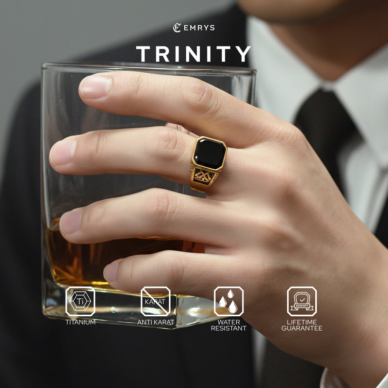 Emrys TRINITY Premium Ring Cincin Titanium Pria Wanita Anti Karat Tahan Air