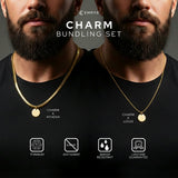 Emrys Bundling Charm X Necklace Titanium Anti Karat Kalung Liontin Set Titanium Pria Wanita