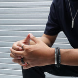 Emrys OBSIDIAN Bracelet Real Leather Gelang Kulit Pria dan Wanita