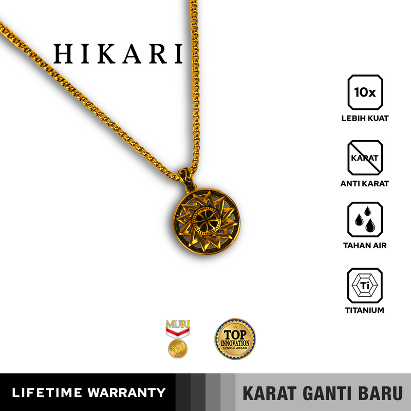 Emrys Liontin Set HIKARI Real Titanium Anti Karat Kalung Titanium Pria Wanita