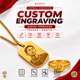 EMRYS Aksesoris Titanium Grafir Laser – Pilihan Cincin, Liontin & Gelang | Gratis Grafir Nama, Logo & Foto