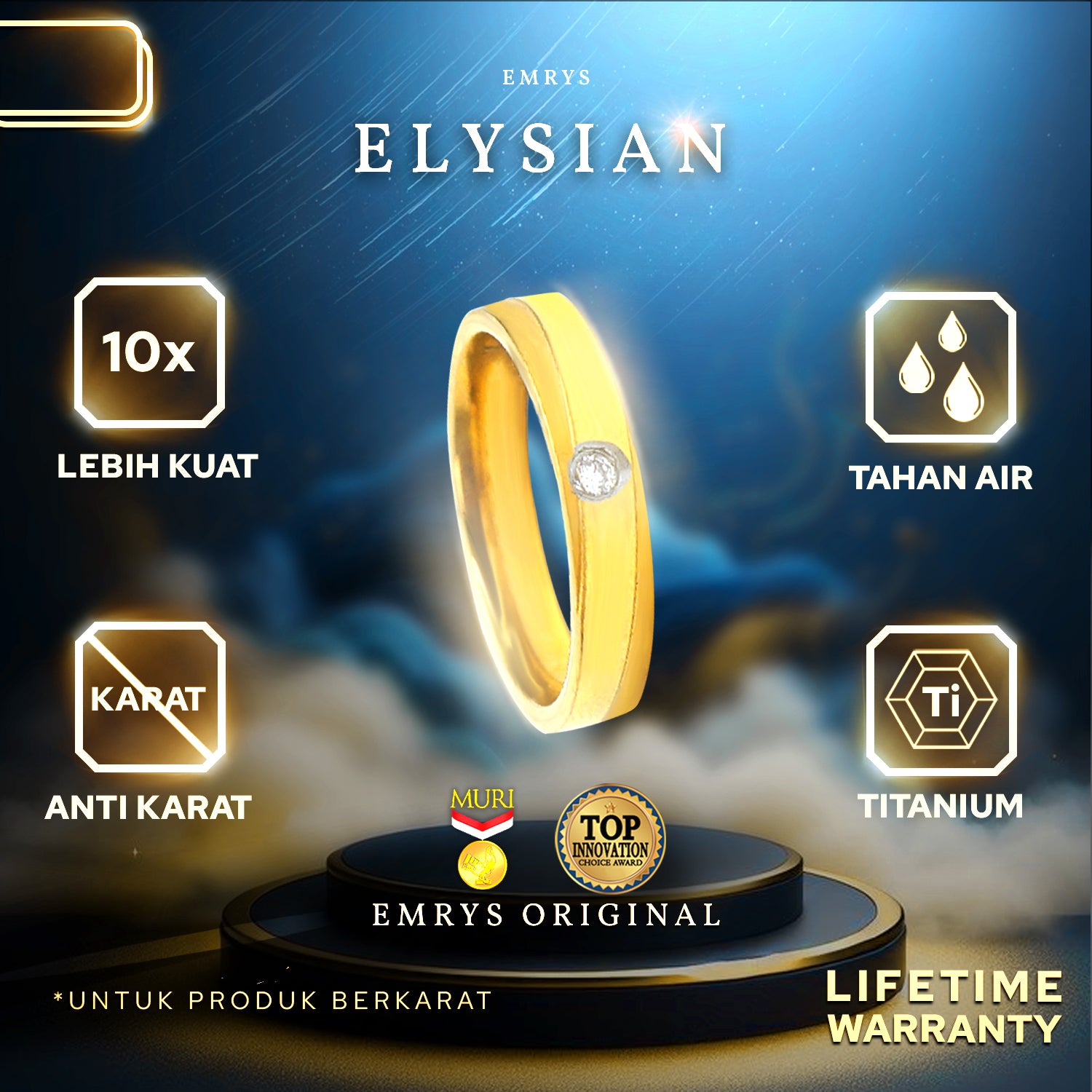 Emrys Simple Ring ELYSIAN Real Titanium Anti Karat Cincin Titanium ...