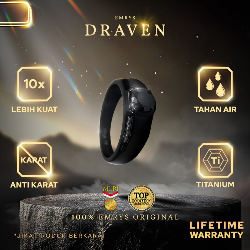 Emrys Premium Ring DRAVEN Titanium Anti Karat Pria Wanita