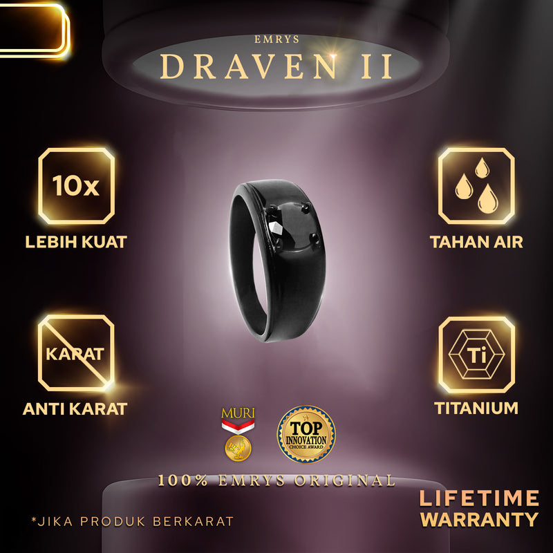Emrys Premium Ring DRAVEN GEN II Titanium Anti Karat Pria Wanita