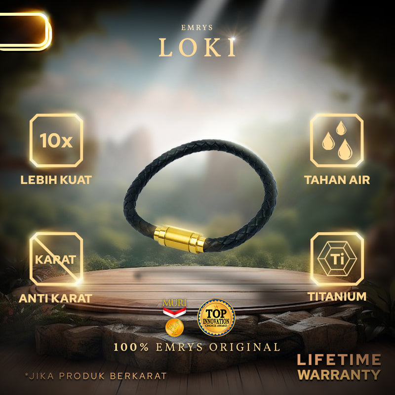 Emrys LOKI Bracelet Real Leather Anti karat Gelang Kulit Pria Wanita