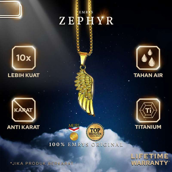 Emrys Liontin Set ZEPHYR Real Titanium Anti Karat Kalung Titanium Pria Wanita