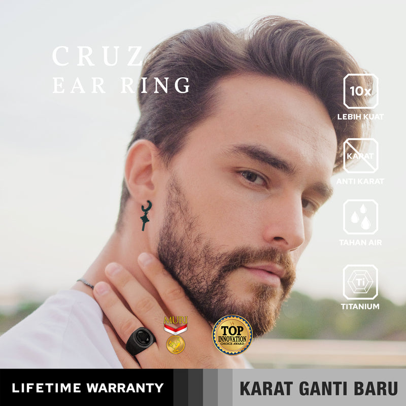 Emrys CRUZ Salib Anting Tindik TITANIUM Anti Karat Pria dan Wanita