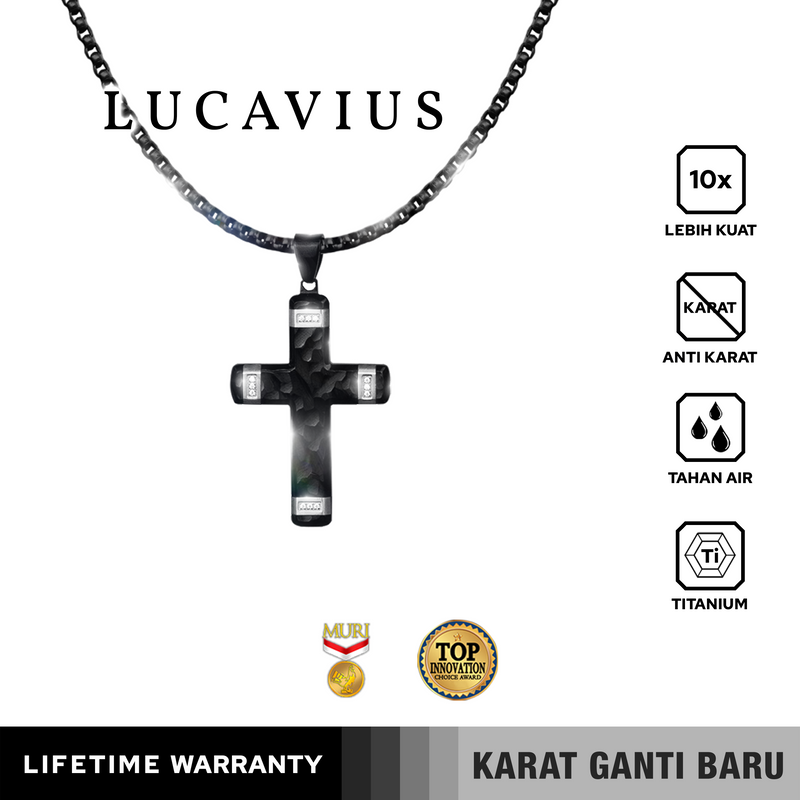Emrys Liontin Set LUCAVIUS Titanium Anti Karat Kalung Liontin Salib Titanium Pria Wanita