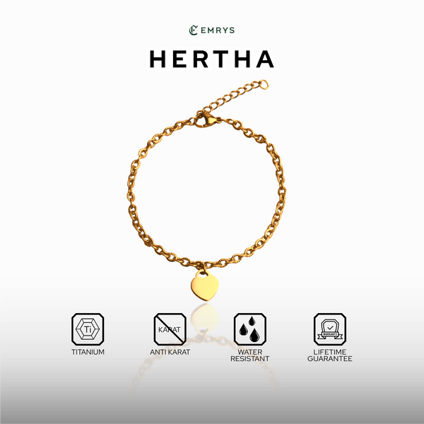 Emrys Bracelet HERTHA Real Titanium Gelang Rantai Anti Karat Pria dan Wanita