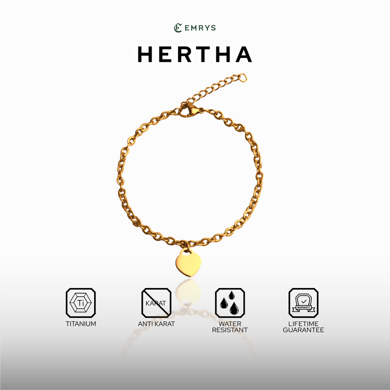 Emrys Bracelet HERTHA Real Titanium Gelang Rantai Anti Karat Pria dan Wanita