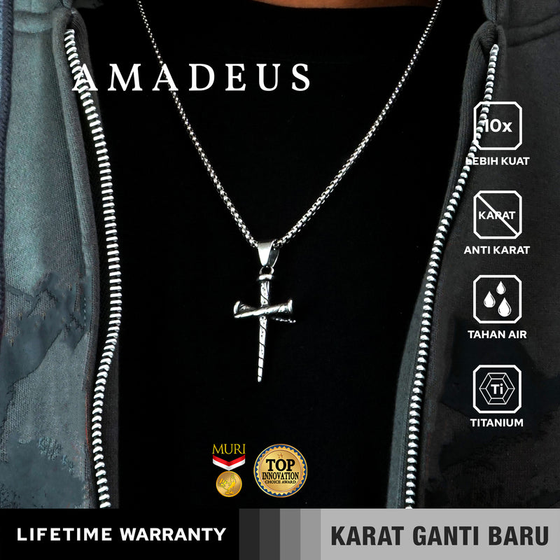 Emrys Liontin Set AMADEUS Titanium Anti Karat Kalung Liontin Salib Titanium Pria Wanita