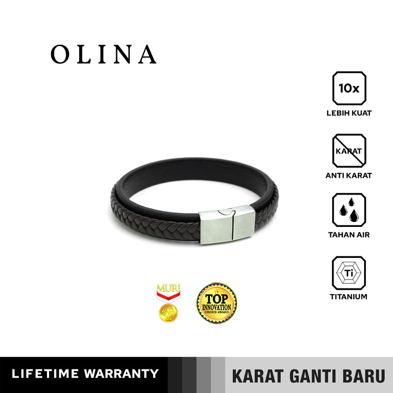 Emrys OLINA Bracelet Real Leather Gelang Kulit Pria Wanita