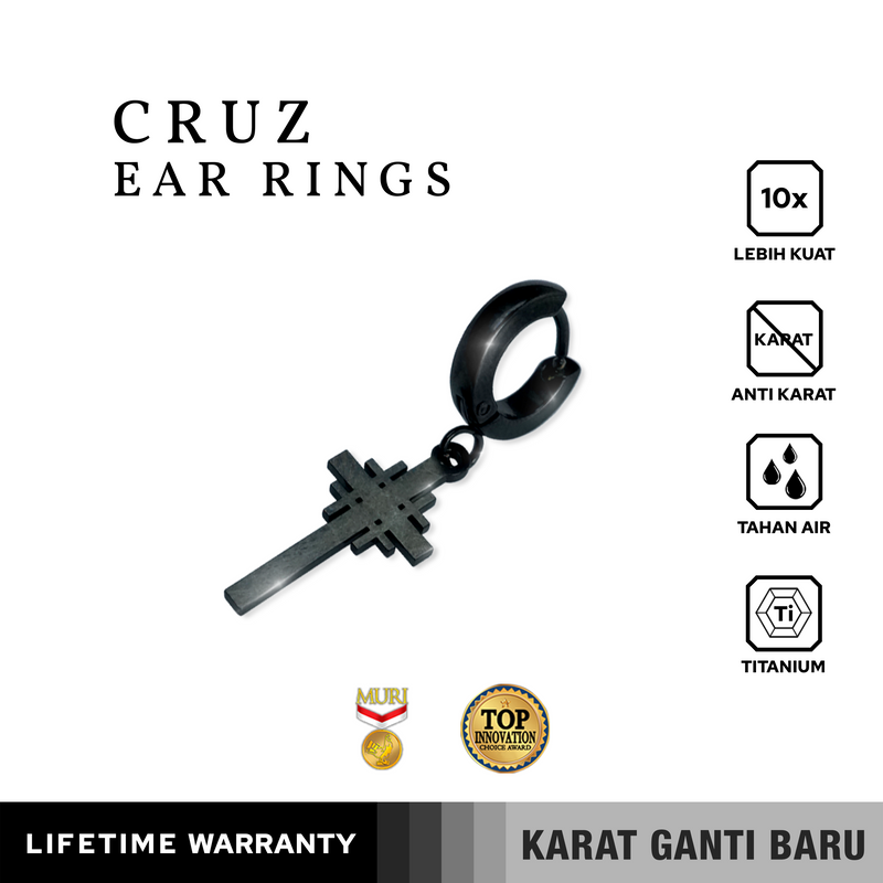Emrys CRUZ Salib Anting Tindik TITANIUM Anti Karat Pria dan Wanita