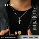 Emrys Liontin Set FIDEL Titanium Anti Karat Kalung Liontin Salib Titanium Pria Wanita