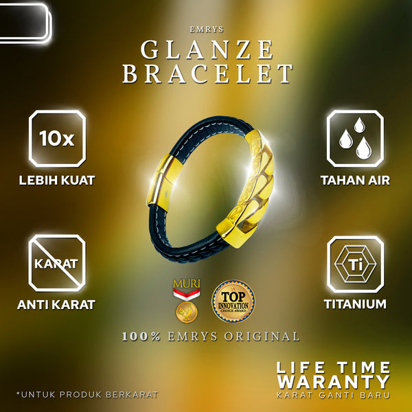 Emrys GLANZE Bracelet Real Leather Gelang Kulit Pria dan Wanita