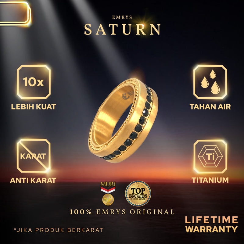 Emrys Premium Ring SATURN New Colour  Real Titanium Anti Karat Cincin Pria Wanita