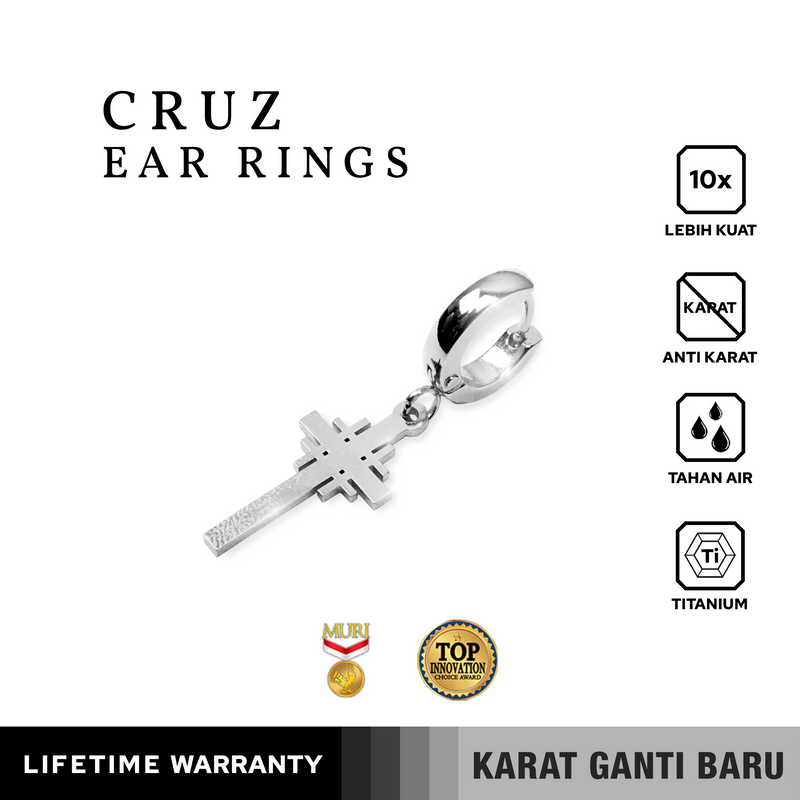 Emrys CRUZ Salib Anting Tindik TITANIUM Anti Karat Pria dan Wanita