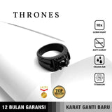 Emrys Premium Ring THRONES BLACK Real Titanium Anti Karat Cincin Titanium Pria Wanita
