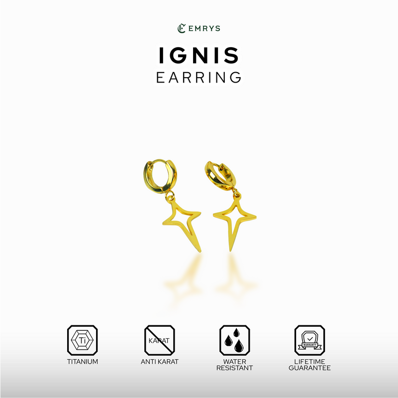 Emrys IGNIS ANTING Tindik Titanium Anti Karat Pria dan Wanita