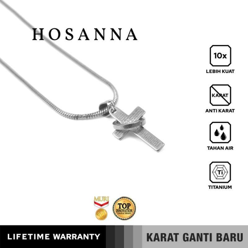 Emrys Liontin Set HOSANNA Titanium Anti Karat Kalung Liontin Salib Titanium Pria Wanita
