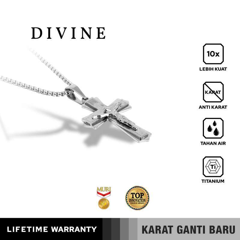 Emrys Liontin Set DIVINE Titanium Anti Karat Kalung Liontin Salib Titanium Pria Wanita