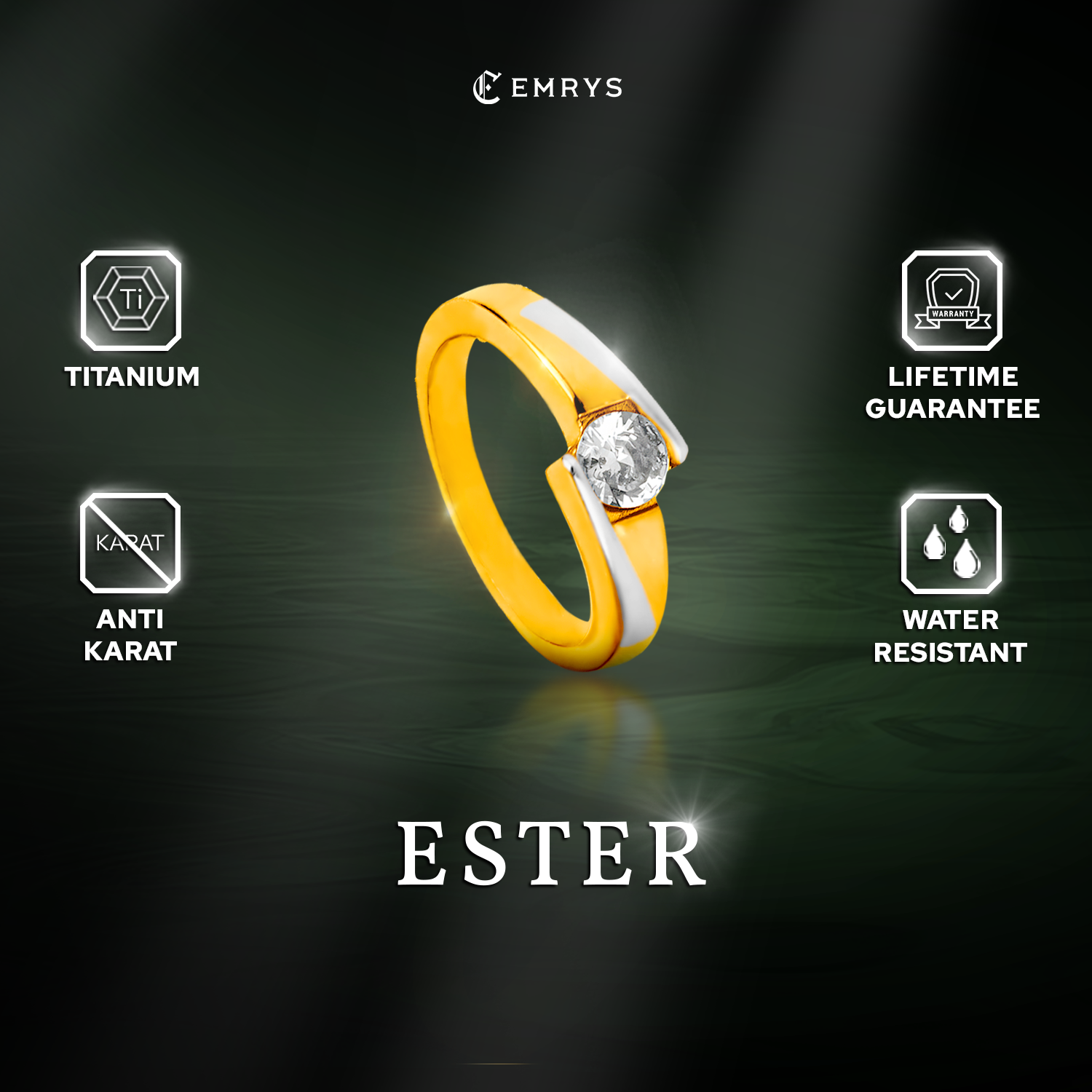 Emrys Premium Ring ESTER Real Titanium Anti Karat Cincin Titanium ...