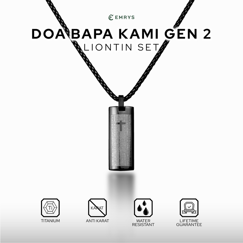 Emrys Liontin Set DOA BAPA KAMI GEN II Kalung Liontin Titanium Anti Karat Pria Wanita