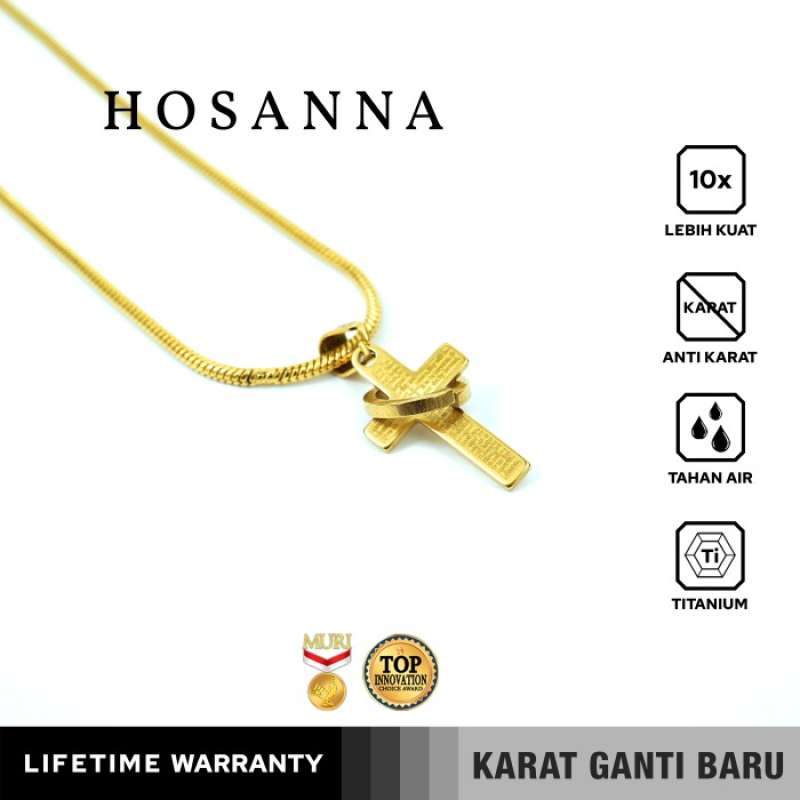 Emrys Liontin Set HOSANNA Titanium Anti Karat Kalung Liontin Salib Titanium Pria Wanita