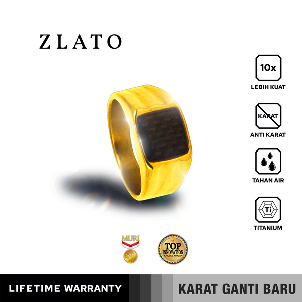 Emrys Premium Ring ZLATO Real Titanium Anti Karat Cincin Titanium Pria Wanita