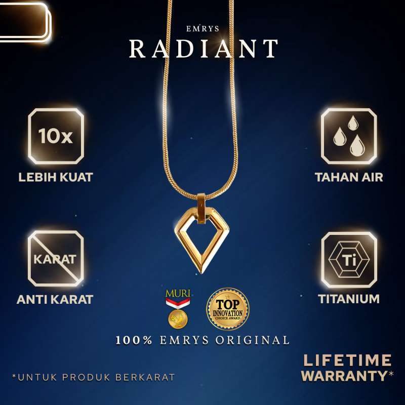 Emrys Liontin Set RADIANT Kalung Liontin Titanium Anti Karat Pria Wanita