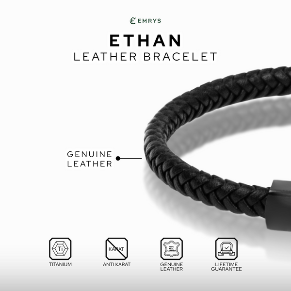 Emrys ETHAN Bracelet Real Leather Gelang Kulit Pria dan Wanita