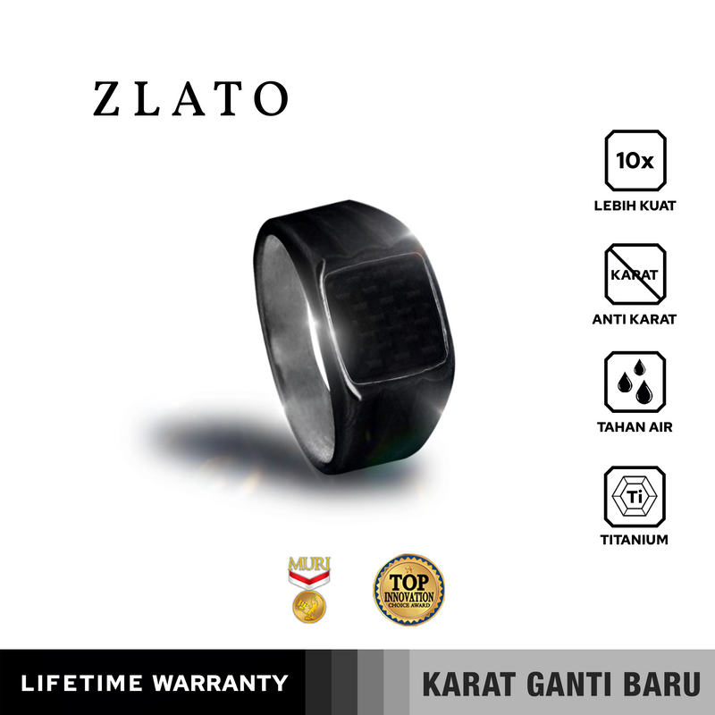 Emrys Premium Ring ZLATO Real Titanium Anti Karat Cincin Titanium Pria Wanita