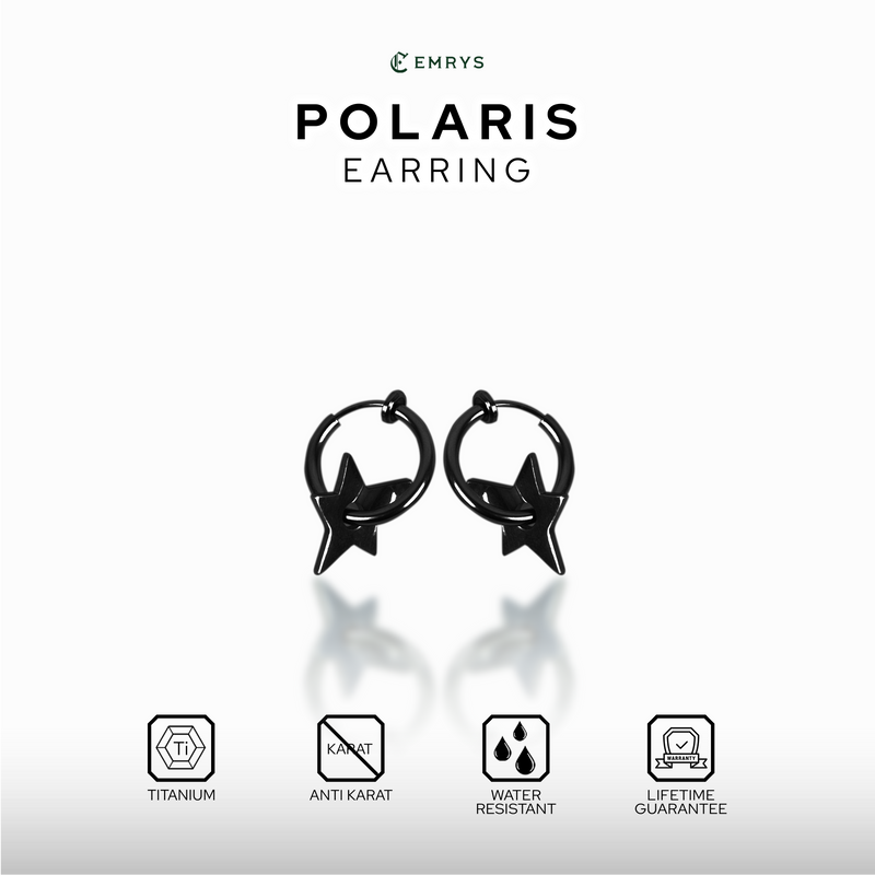 Emrys POLARIS ANTING Jepit Titanium Anti Karat Pria dan Wanita