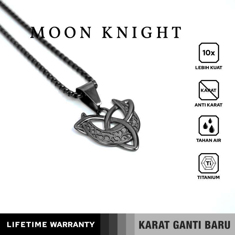 Emrys Liontin Set MOON KNIGHT Real Titanium Anti Karat Liontin Titanium Pria Wanita