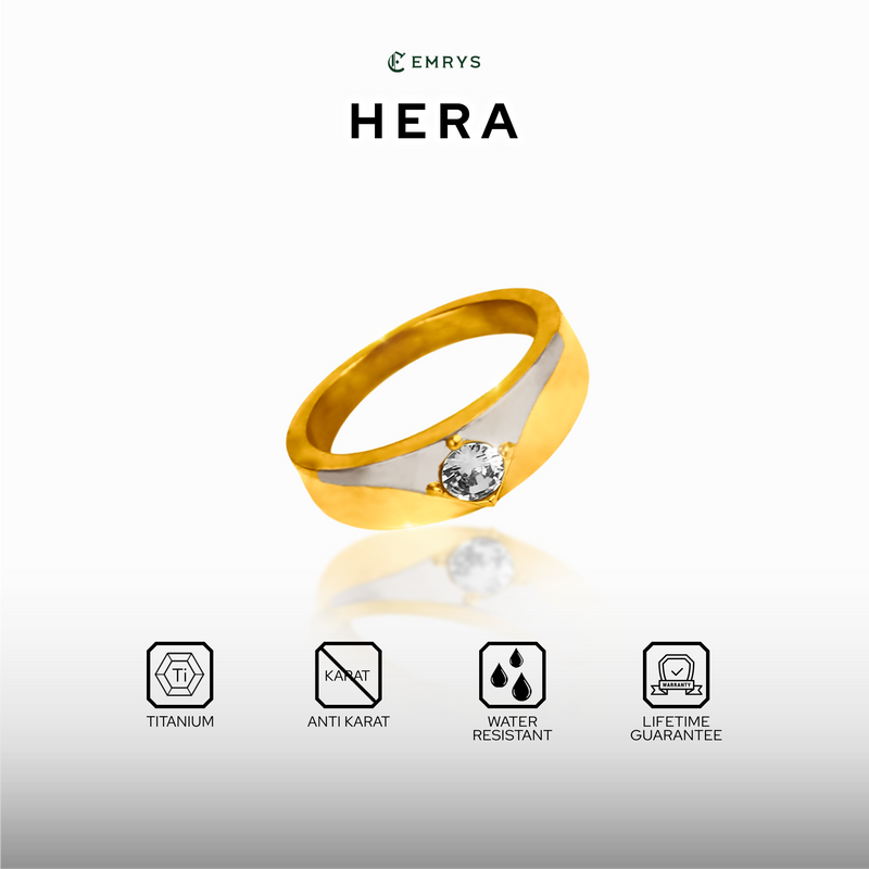 Emrys Premium Ring HERA Real Titanium Anti Karat Cincin Titanium Pria Wanita