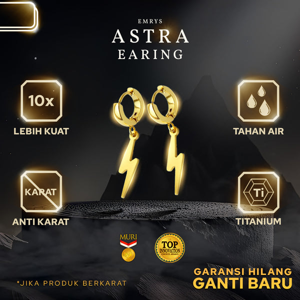 Emrys ASTRA Anting Tindik TITANIUM Anti Karat Pria dan Wanita
