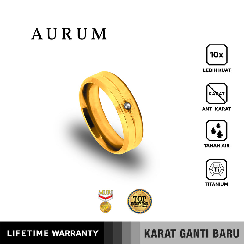 Emrys Simple Ring AURUM  Real Titanium Anti Karat Cincin Titanium Pria Wanita
