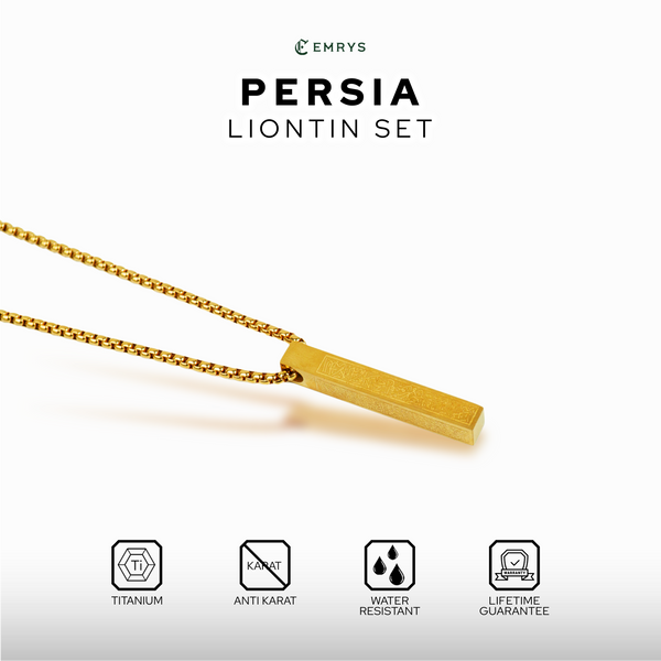 Emrys Liontin Set PERSIA Real Titanium Anti Karat Kalung Titanium Pria Wanita