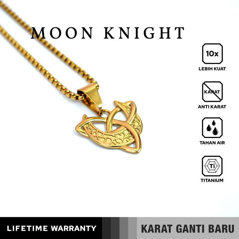 Emrys Liontin Set MOON KNIGHT Real Titanium Anti Karat Liontin Titanium Pria Wanita