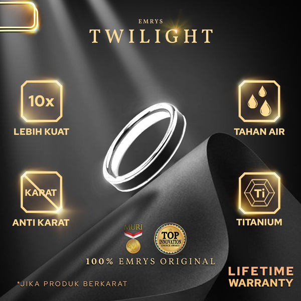 Emrys Simple Ring TWILIGHT Real Titanium Anti Karat Cincin Titanium Pria Wanita
