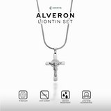 Emrys Liontin Set ALVERON Titanium Anti Karat Kalung Liontin Salib Titanium Pria Wanita
