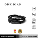 Emrys OBSIDIAN Bracelet Real Leather Gelang Kulit Pria dan Wanita