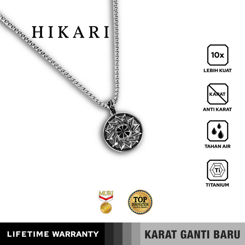 Emrys Liontin Set HIKARI Real Titanium Anti Karat Kalung Titanium Pria Wanita