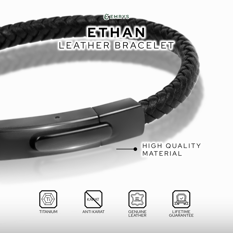 Emrys ETHAN Bracelet Real Leather Gelang Kulit Pria dan Wanita