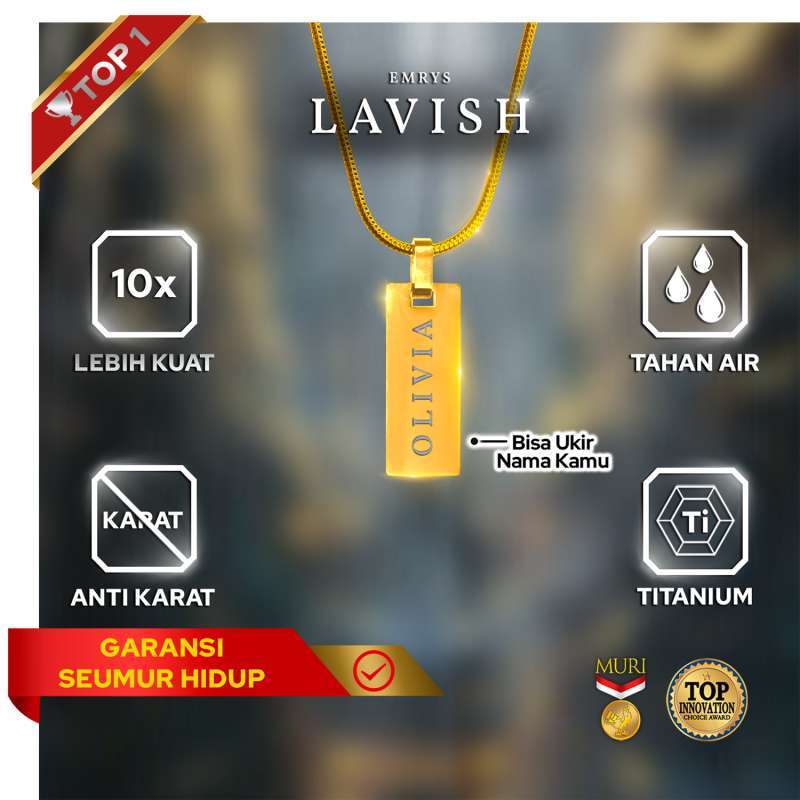 Emrys Liontin Set LAVISH Real Titanium Anti Karat Kalung Titanium Pria Wanita