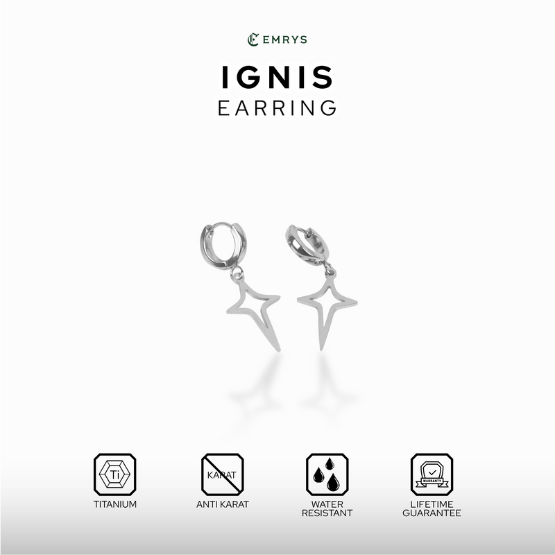 Emrys IGNIS ANTING Tindik Titanium Anti Karat Pria dan Wanita