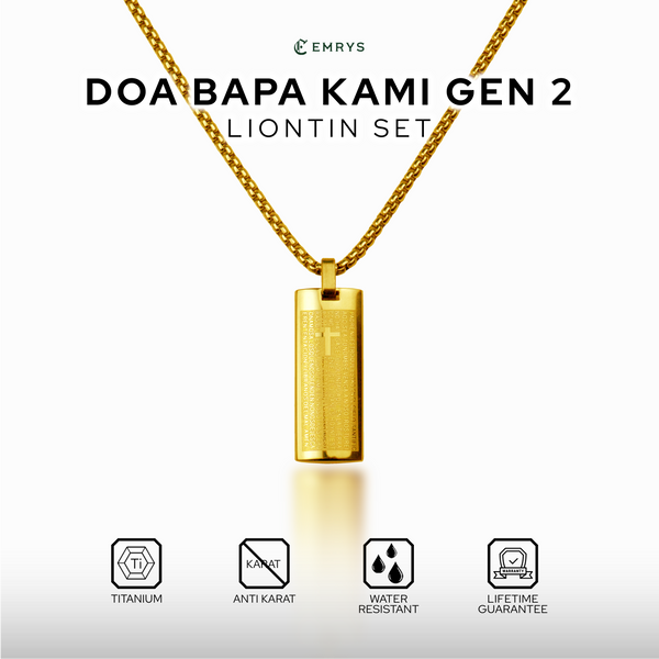 Emrys Liontin Set DOA BAPA KAMI GEN II Kalung Liontin Titanium Anti Karat Pria Wanita